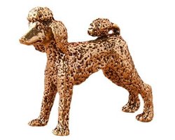 poedel figuur 4,3 cm x 4,5 cm, dierendecoratie van metaal voor woonkamer en kantoor