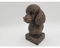 Poedel hondenbeeld - Buste van hondenkop 20cm | Realistisch & Decoratief Beeldje voor Thuis of Kantoor
