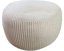 Poef - ⌀ 35 cm - ribstof - beige