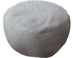 Poef - ⌀ 35 cm - ribstof - lichtgrijs