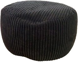 Poef - ⌀ 35 cm - ribstof - zwart