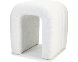 Poef Bouclé Beige - Zithoogte 45 cm - Japandi Stijl - Giga Meubel