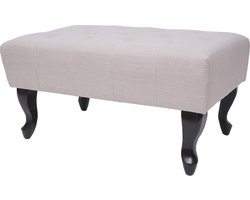 Poef Chesterfield, poef poef, waterafstotende stof/textiel 39x77x47cm ~ crème-beige