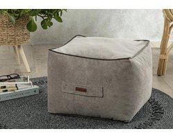 Poef, Comfortabele Kubus Voetenbank, Zachte Fluwelen Zitzak, Home Decor Poef Extra Zitplaatsen voor Woonkamer, Slaapkamer, Casha, 45 x 45 cm, Grijs