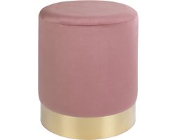 Poef Gamby | Ø34 x 43 cm | Roze velours / messing - House Nordic - Poef - Roze - Velours