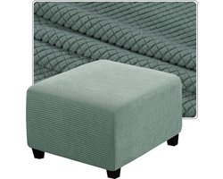 Poef Hoes - Beschermhoes Meubels - Woonkamer Decoratie - Rekbare Jacquard Stof - 35x35 tot 50x50 - Sage Groen