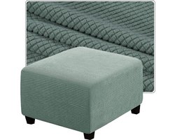 Poef Hoes - Beschermhoes Meubels - Woonkamer Decoratie - Rekbare Jacquard Stof - 35x35 tot 50x50 - Sage Groen