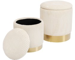 Poef Kruk Plush creme (2/Set) Kare Design