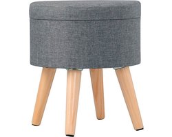 Poef - Lichtgrijs - Met Opbergruimte - Zitkist - Hocker