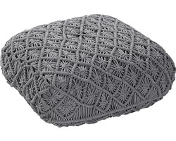 Poef Macramé BERRECHID Katoen Grijs 50 cm 50 cm 20 cm