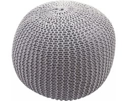 Poef MCW-E16, Gebreide poef Gebreide poef, gebreide look 40x50cm ~ grijs