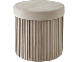 Poef met opbergruimte - 38 cm - fluweel - beige