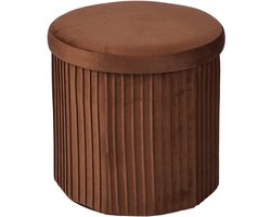 Poef met opbergruimte - 38 cm - fluweel - mokka