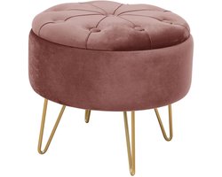 Poef met Opbergruimte CARO / Ronde Opbergpoef / Poef op pootjes / Roze / Breedte 38 cm