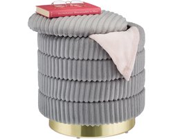 poef met opbergruimte - deksel - tot 150 kg - 43,5 cm x 41 cm - opbergpoef - grijs