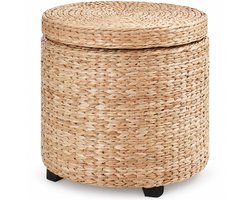 Poef met Opbergruimte - Hocker - Bijzettafel - Opbergpoef - Opbergbox - Met Deksel - 43x43 cm - Rond