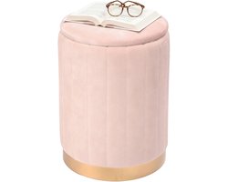 Poef met opbergruimte - Ø 32 cm - fluweel - oudroze