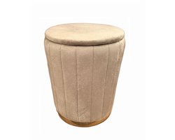 Poef met opbergruimte - Ø 32 cm - fluweel - petrol