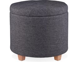 poef met opbergruimte - op pootjes - deksel - tot 100 kg - voetenbank - donkergrijs