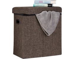 poef met opbergruimte - opvouwbaar - smal - 50 liter - stof - bruin