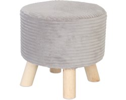 Poef op poten - 30 cm - corduroy - lichtgrijs