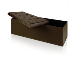 Poef - opbergbank opvouwbaar - Grote hocker - zitbank - poef met opbergruimte - opbergbox - zitbank - bruin - 114 x 40 x 40cm
