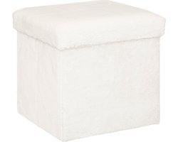 Poef + Opbergbox Milou Wit Teddy
