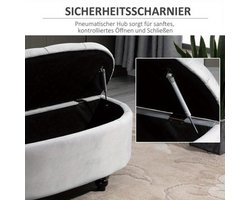 Poef – Opbergpoef – Zitpoef – Voetenbankje – Hocker – Vintage Grijs Fluweel – 68,5 cm Hoog – Opbergruimte 90 Liter