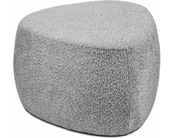 Poef organisch Romee in stof bouclé grijs