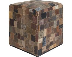 Poef royal labels recht - vierkant - vintage 41x41x41