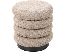 Poef Taupe - Bouclé - Ø38 - Poef Matthijs - Giga Meubel