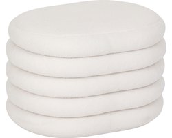 Poef Teddy met opbergruimte – Wit/Beige – L 59 x B 45 x H 40 cm