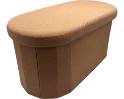 Poef - Terra - Ovaal - 78 x 36 x 36 - Opbergpoef - Poef met opbergruimte - Multifunctioneel - Kwalitatieve stof - Bankje organizer - Linnen - Opvouwbaar & Stevig - Ideaal voor Woonkamer, Slaapkamer, Kinderkamer, Kantoor en Kleedkamer - 78 x 36 x 36