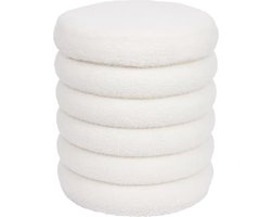 Poef -White Bouclé - Teddypoef- 38 x 38 x 42 cm