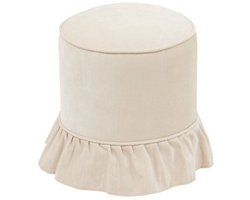 Poef - Zachte Zitpoef - Voetenbank - Hocker - Decoratieve Poef - Max. 110 kg - Ø35.3 x 41 cm - Chenille Ivoor