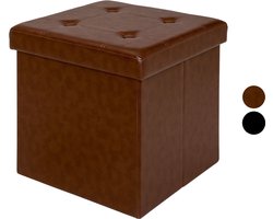 Poef - zitblok met deksel, 40x40x40 cm - ecoleer - 110kg draagkracht