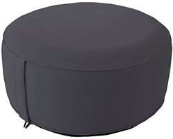 Poef - Zitzak - Cmadeco - Opblaasbaar - Rond - Zachte fluweelachtige stof Antraciet grijs Ø 55cm - Hoogte 25 cm - UV bestendig - Voor binnen en buiten