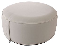 Poef - Zitzak - Cmadeco - Opblaasbaar - Rond - Zachte fluweelachtige stof - Naturel - Ø 55cm - Hoogte 25 cm - UV bestendig - Voor binnen en buiten