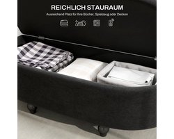 Poef – Zitzak – Voetenbankje – Hocker – Opbergpoef – Donkergrijs Velvet – Opbergruimte 120x46x42 cm – Zacht Sluitmechanisme