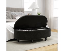 Poef – Zitzak – Voetenbankje – Hocker – Opbergpoef – Donkergrijs Velvet – Opbergruimte 120x46x42 cm – Zacht Sluitmechanisme