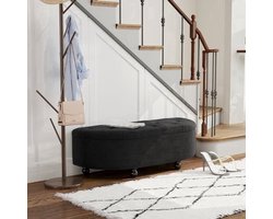 Poef – Zitzak – Voetenbankje – Hocker – Opbergpoef – Donkergrijs Velvet – Opbergruimte 120x46x42 cm – Zacht Sluitmechanisme