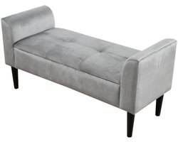 Poef – Zitzak – Voetenbankje – Hocker – Zitzak Poef – Vierkant – Fluweel – Met Armleuningen – Stevig MDF Frame – Houten Pootjes