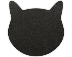 Poes vilt onderzetters - Zwart - 6 stuks - ø 10 cm - Tafeldecoratie - Glas onderzetter - Cadeau - Woondecoratie - Woonkamer - Tafelbescherming - Onderzetters Voor Glazen - Keukenbenodigdheden - Woonaccessoires - Tafelaccessoires