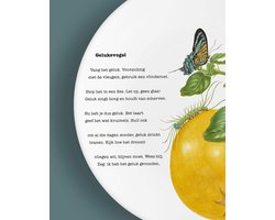 Poëten aan tafel - het servies - Porseleinen ontbijtbordje 'Geluksvogel'