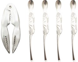 Point-Virgule 5-delige set van kreeftenvorkjes en kreeftentang uit rvs 13.5x5.3x1cm