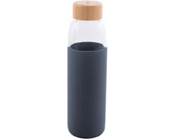 Point virgule glazen fles met siliconen sleeve Donkerblauw 580ML