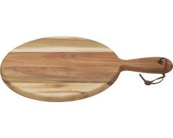 Point-Virgule - Ronde serveerplank met handvat - Acaciahout - 35x24.5x1.5cm