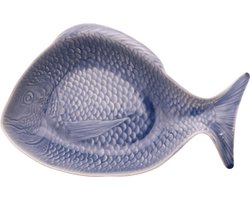 Point-Virgule schaal vis aardewerk blauw 45x25cm