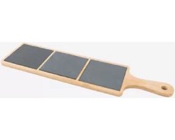 Point-Virgule serveerplank uit bamboe en leisteen met handvat 44x12x1cm