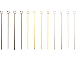 Point-Virgule set van 12 prikkers met ring in rvs 3 kleuren 10.8x0.8x.0.8cm